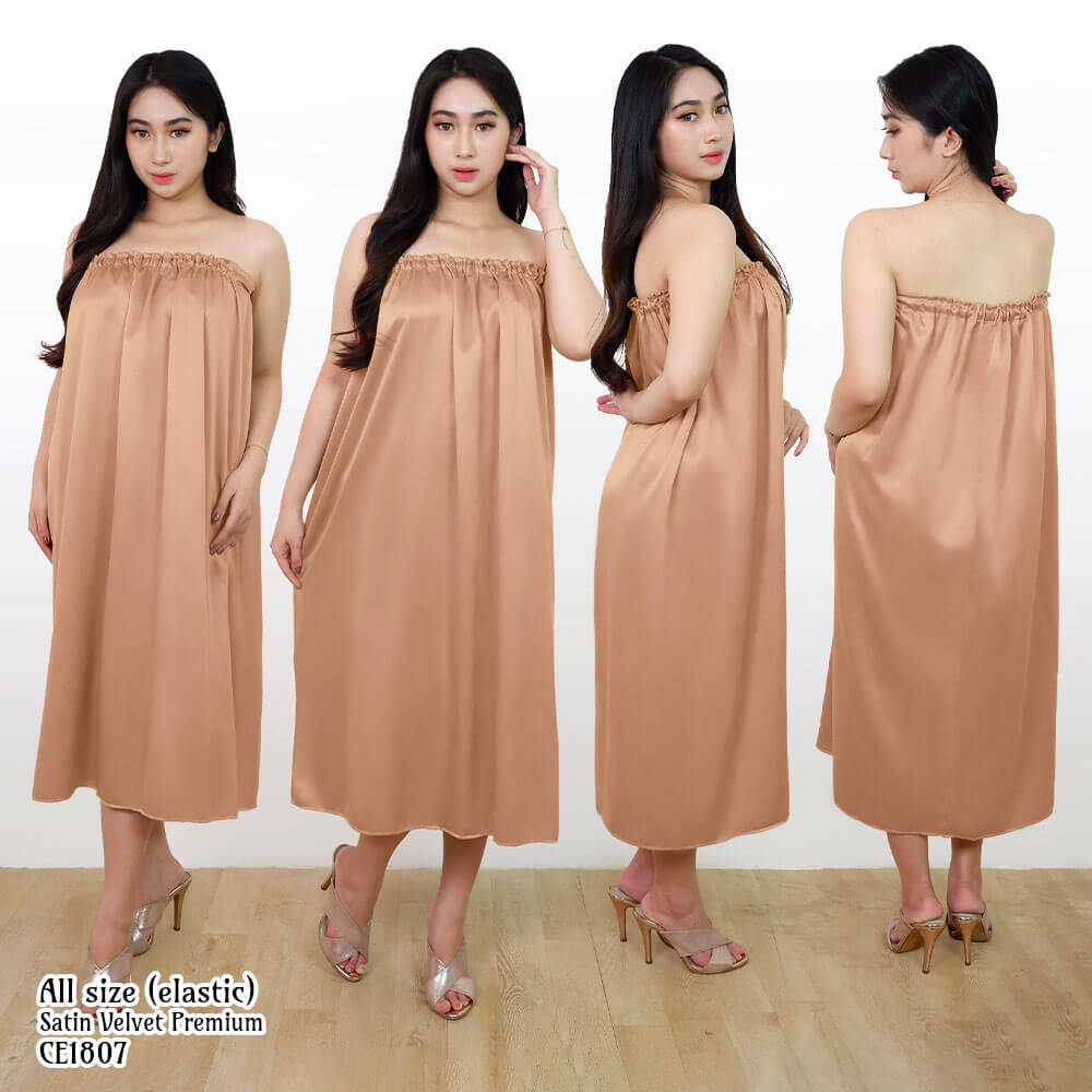 FOLVA Kemben Panjang SPA Facial Salon Satin Premium Polos 1807XEKB Latte (2)