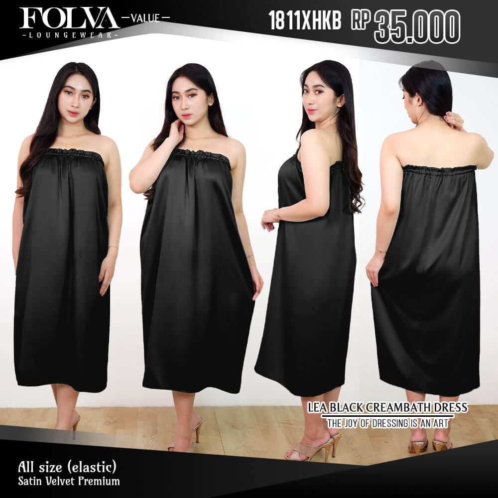 FOLVA Kemben Panjang SPA Facial Salon Satin Premium Polos 1811XHKB Hitam (1)