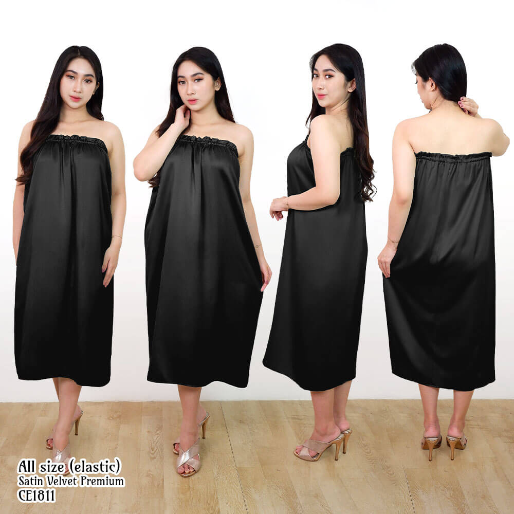 FOLVA Kemben Panjang SPA Facial Salon Satin Premium Polos 1811XHKB Hitam (2)