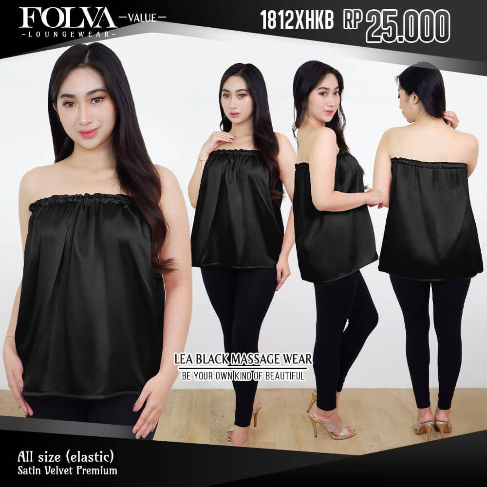 FOLVA Kemben SPA Facial Salon Satin Premium Polos 1812XHKB Hitam (1)