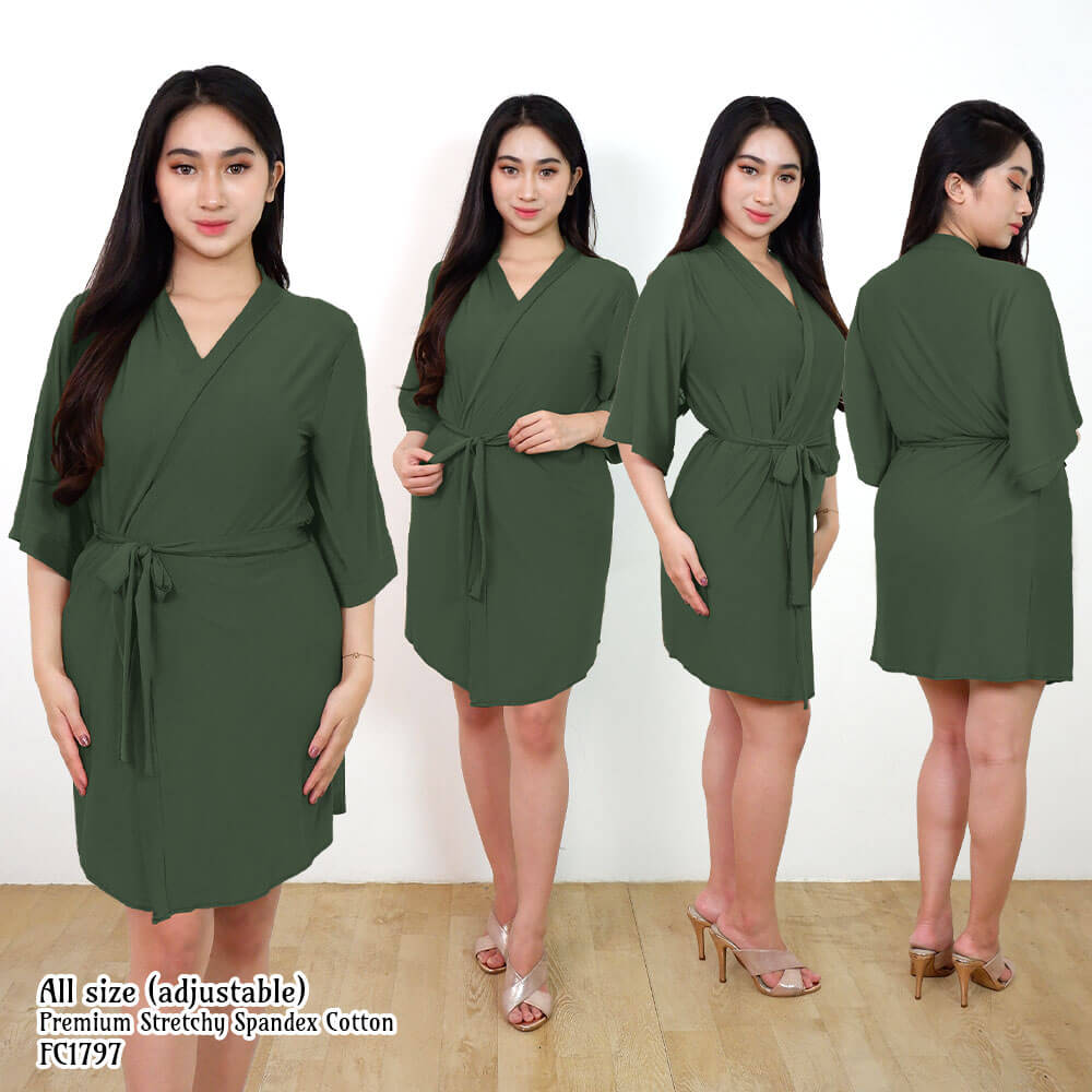 FOLVA Kimono Hijau Bridesmaid Baju Tidur Piyama Wanita robe spandex all size 1797HKIM (2)